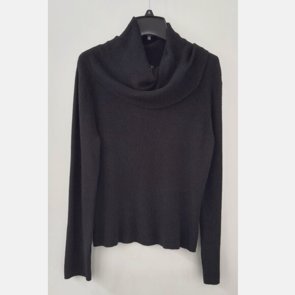 Vintage Y2K INC Black Ribbed Cowl Turtleneck - Women's Large